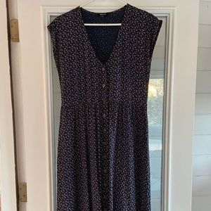 Madewell Button-Front Midi Dress Deep Indigo NH103